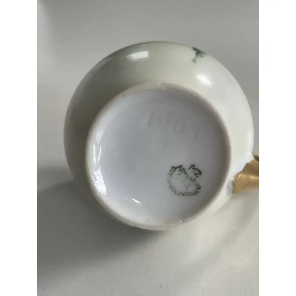 Vintage MZ Altrohlau CMR Czech Creamer Catchall Dish Set Deco Pink Blue Floral